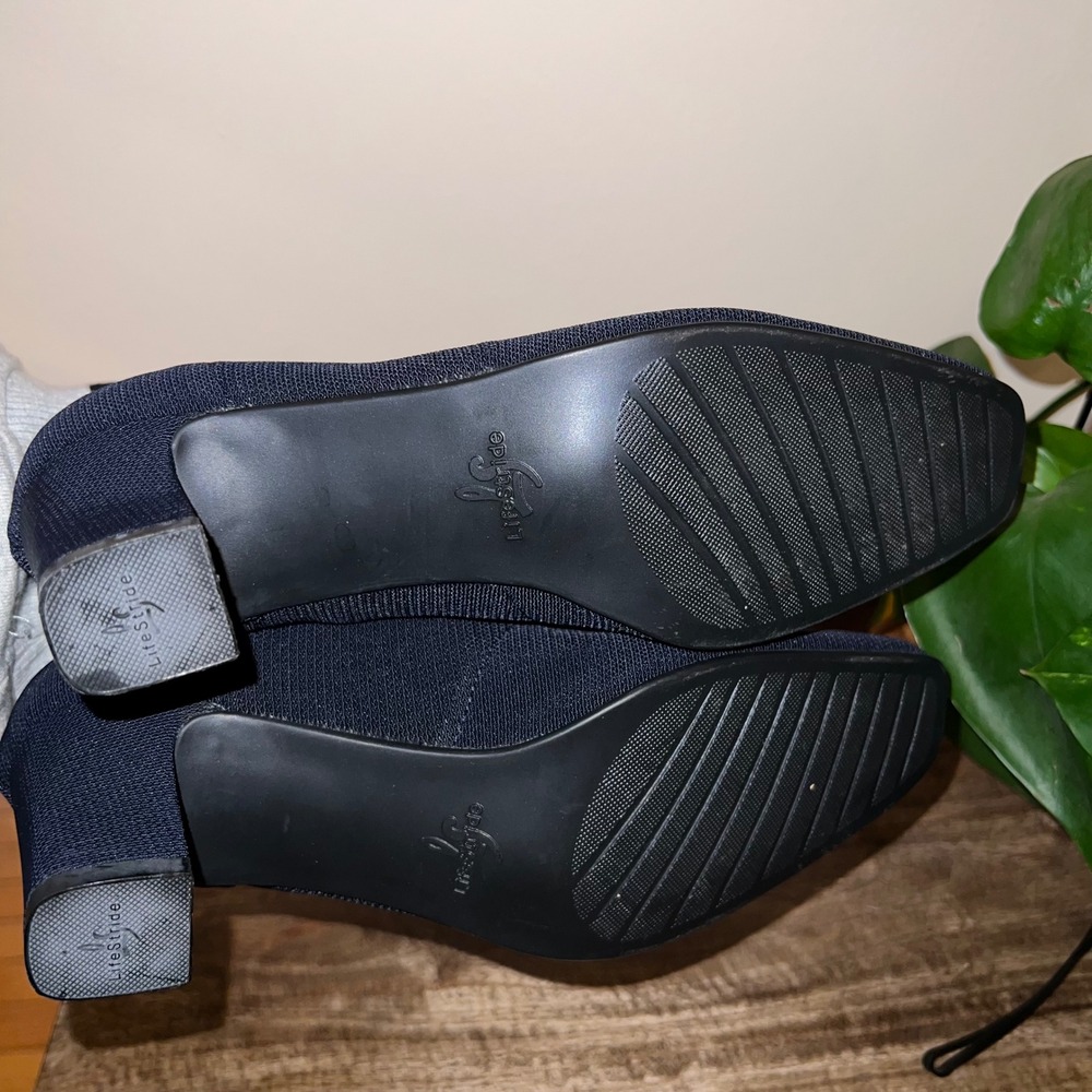 Lifestride Womens 7M Blue Fabric Block Heel Pumps Career Wear Comfort Workwear - Picture 7 of 8